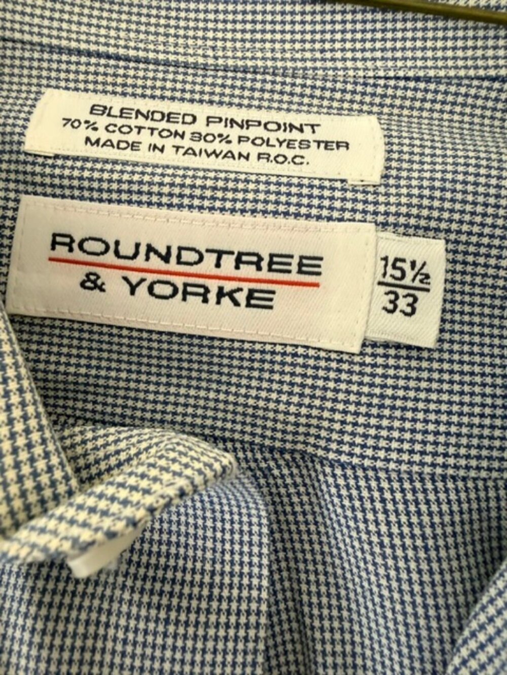 2 Roundtree & Yorke Pinpoint Cotton Micro-Check Dress Shirts - Size 15.5/33 - Picture 13 of 13
